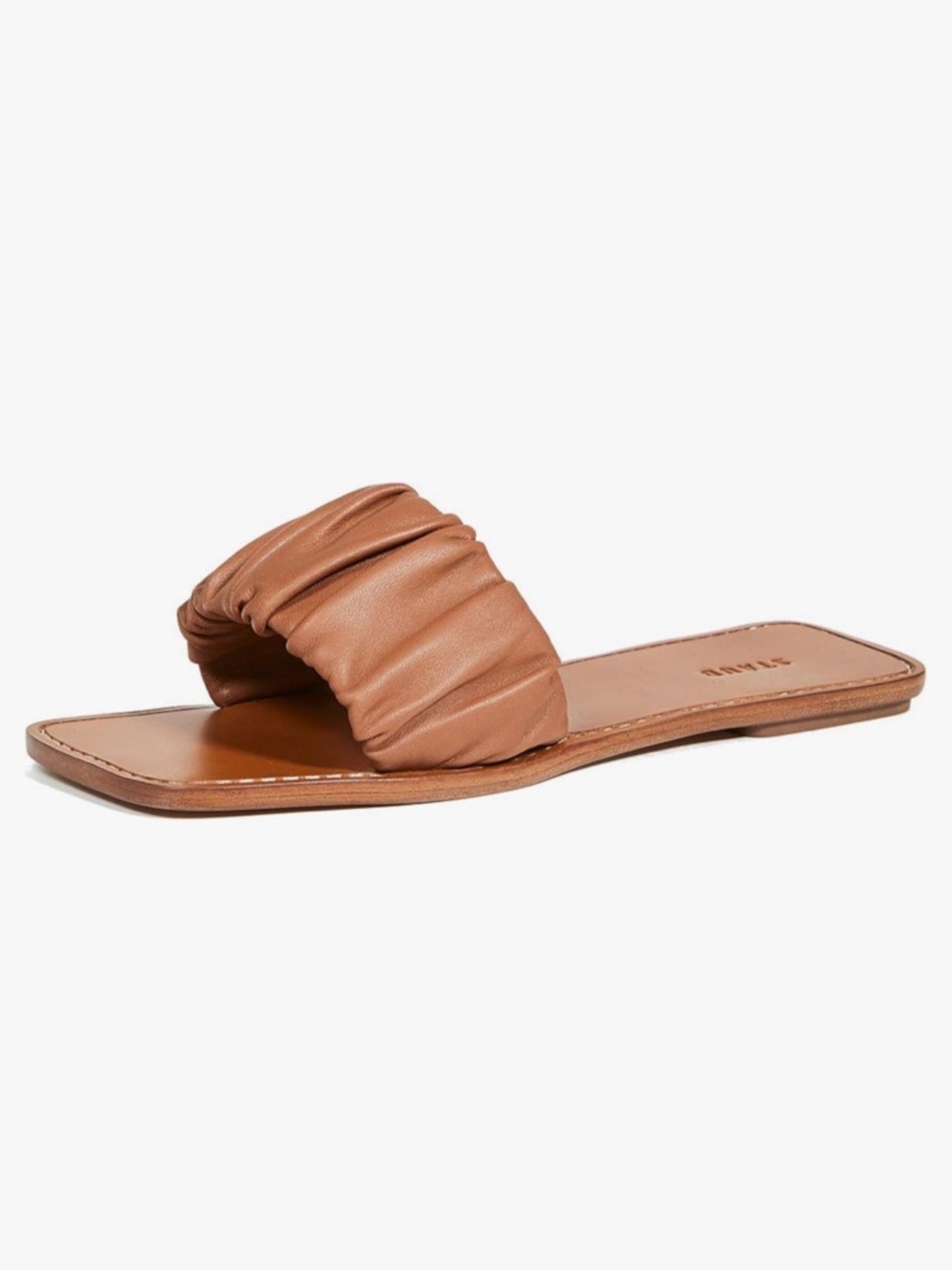 STAUD Women's Nina Ruched Slides Tan Sandal NEW Size 9